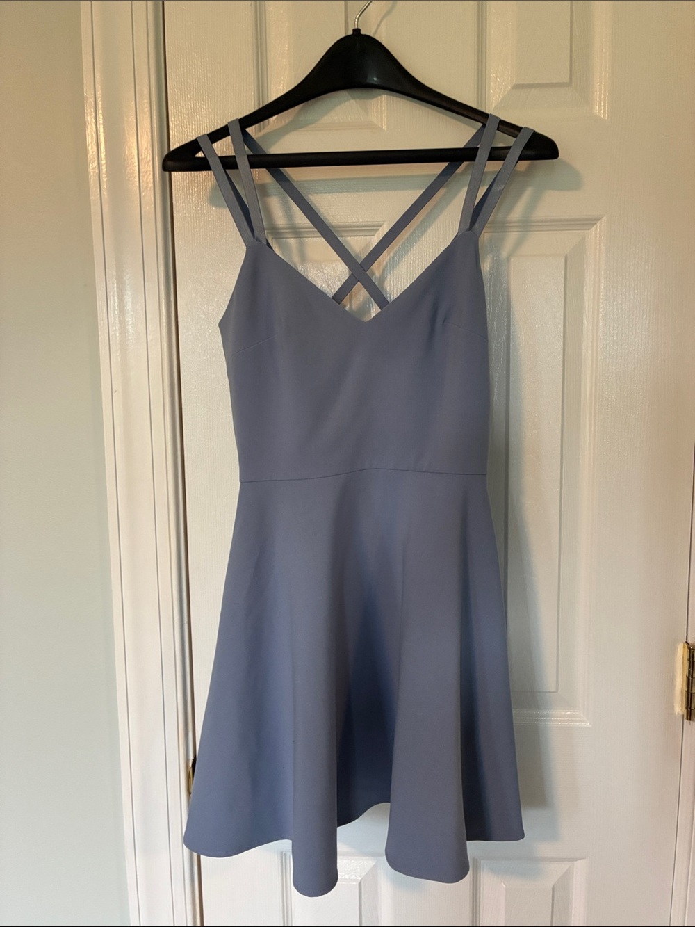 French Connection Dusty Blue Strappy V‑Neck Mini Dress